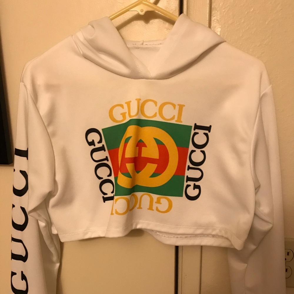 Faux Gucci Cropped Hoodie